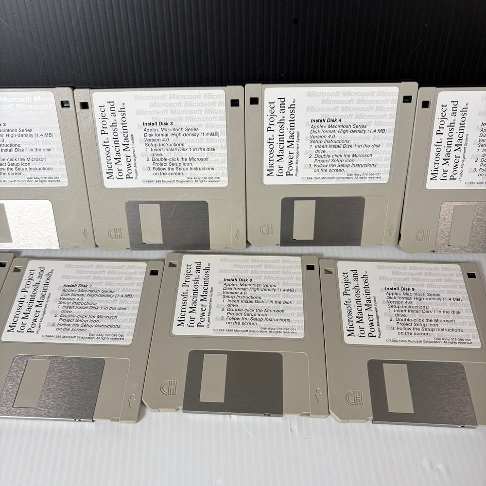 Microsoft Project Software for Macintosh & Power Macintosh 9 3.5" Floppy Disks