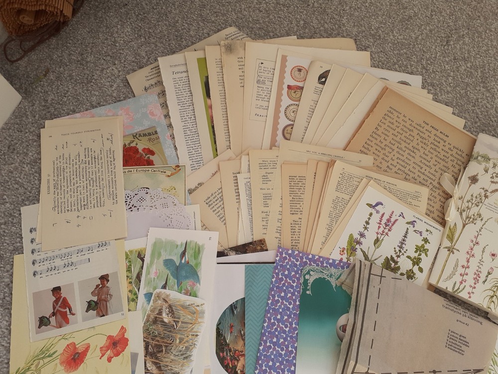 150pc junk journal kit with handmade junk journal, ephemera bundle.