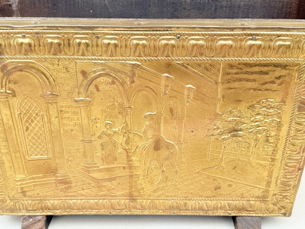 Vintage Embossed Brass Magazine Rack Holder