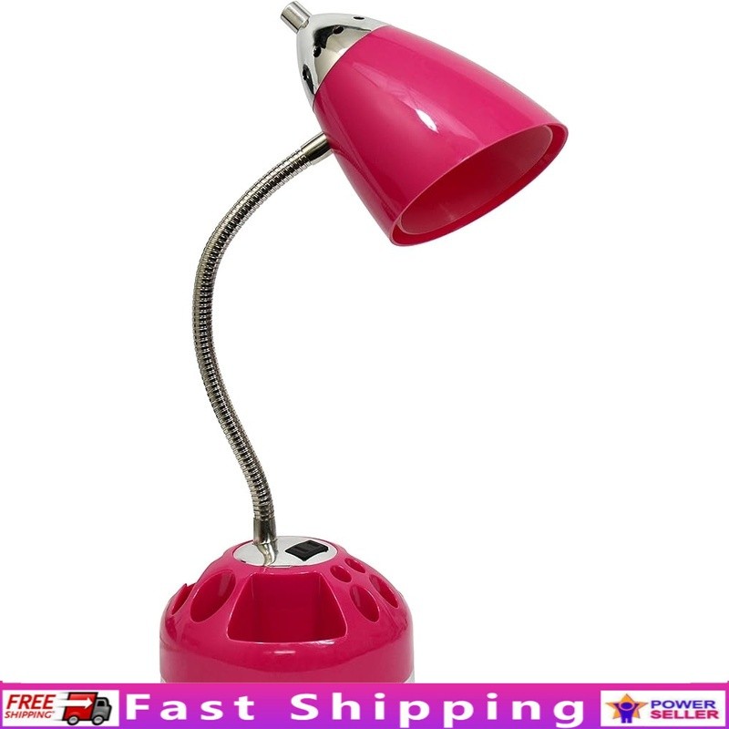 Functional Desk Lamp W/ Rotary Switch Storage Compartment & Power Outlet New