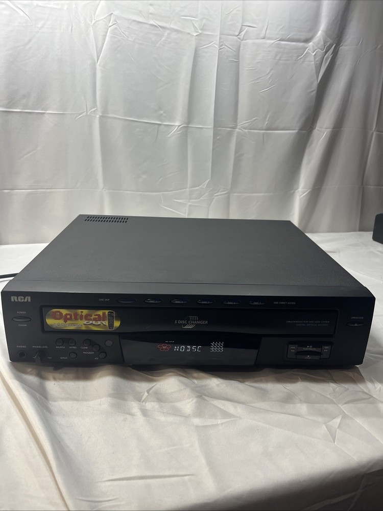 RCA 5-Disc CD Changer RP-8070D Digital Optical Output Audio System Black Tested