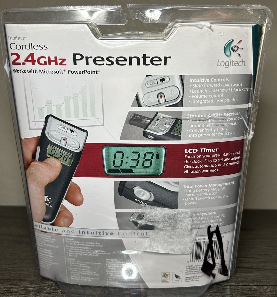*OPEN BOX* Logitech 2.4 GHz Cordless Presenter With LCD Timer - Damaged Package