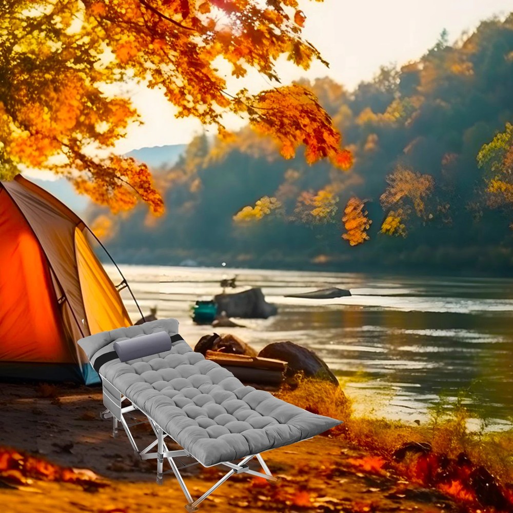 Durable Folding Camping Cot with Mattress for Adults - Portable