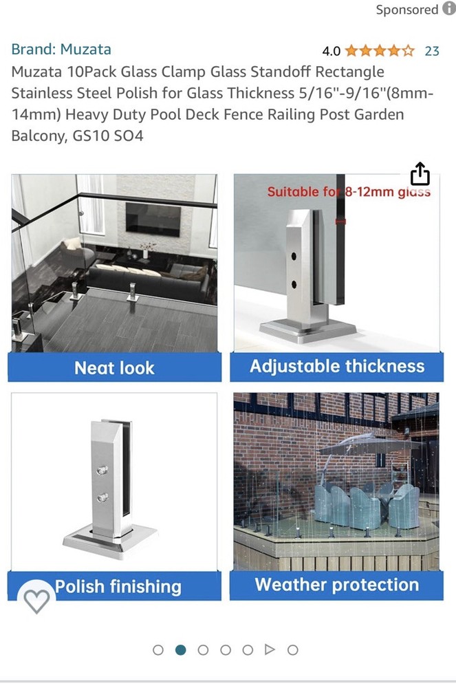 Glass Handrail Standoffs Lot