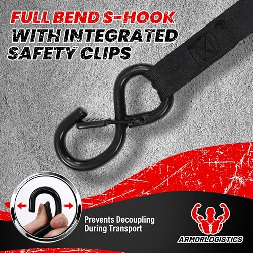 Retractable Ratchet Straps 4 Pack, 1500LBS Break Strength Self Retracting Black