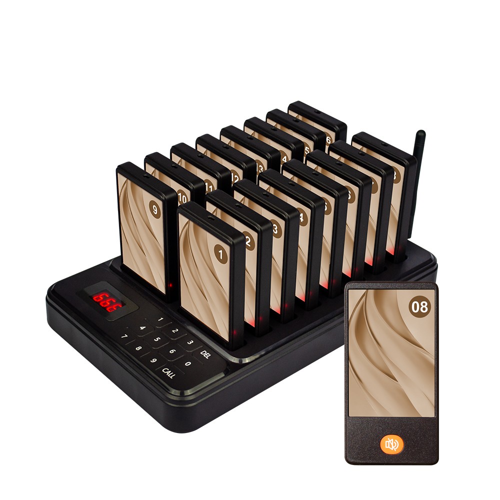 Catel Wireless Restaurant Paging System 16 Pagers 1 Keyboard Transmitter