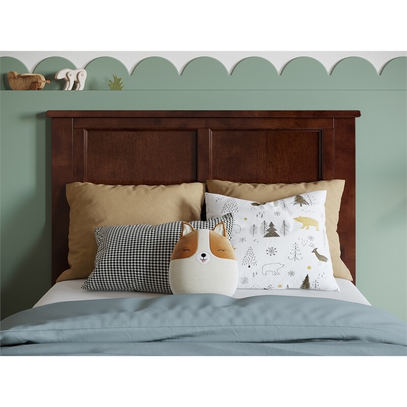 AFI Madison Twin Solid Wood Panel Headboard with Device Charger in Walnut