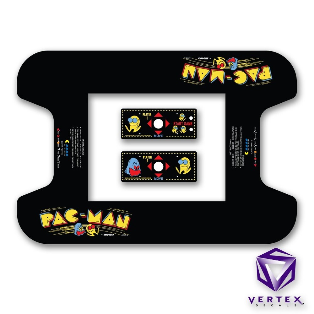 Pac-Man Arcade Cocktail Adhesive Underlay & CPO Sticker Decal Kit