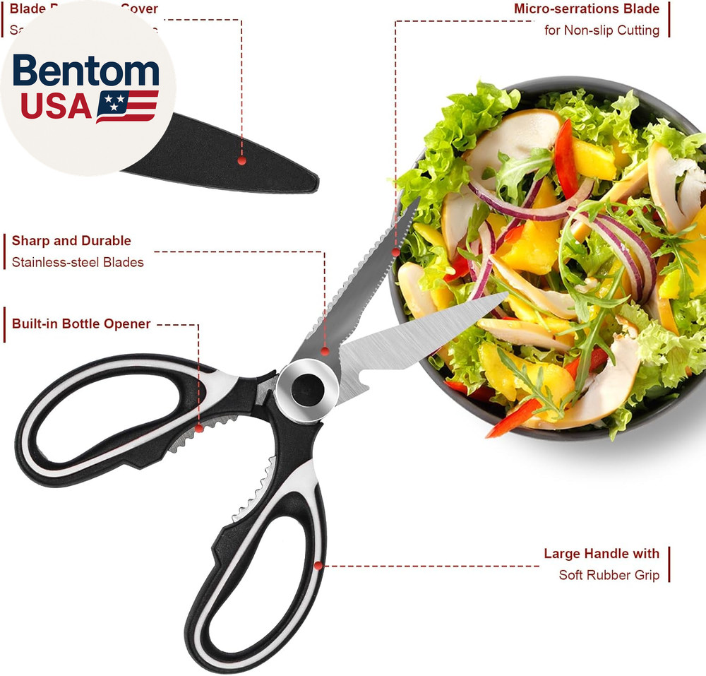2-Pack Kitchen Scissors Heavy Duty, Premium Sharp Kitchen Shears for Food, Fish,