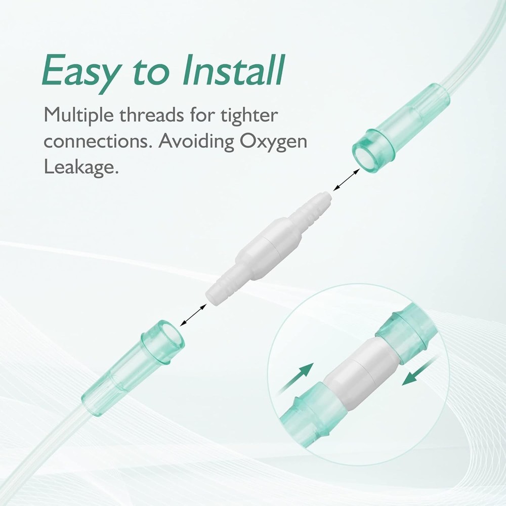 360° Rotation Oxygen Cannula Connector - No Leak, Easy Install - 10 Pack