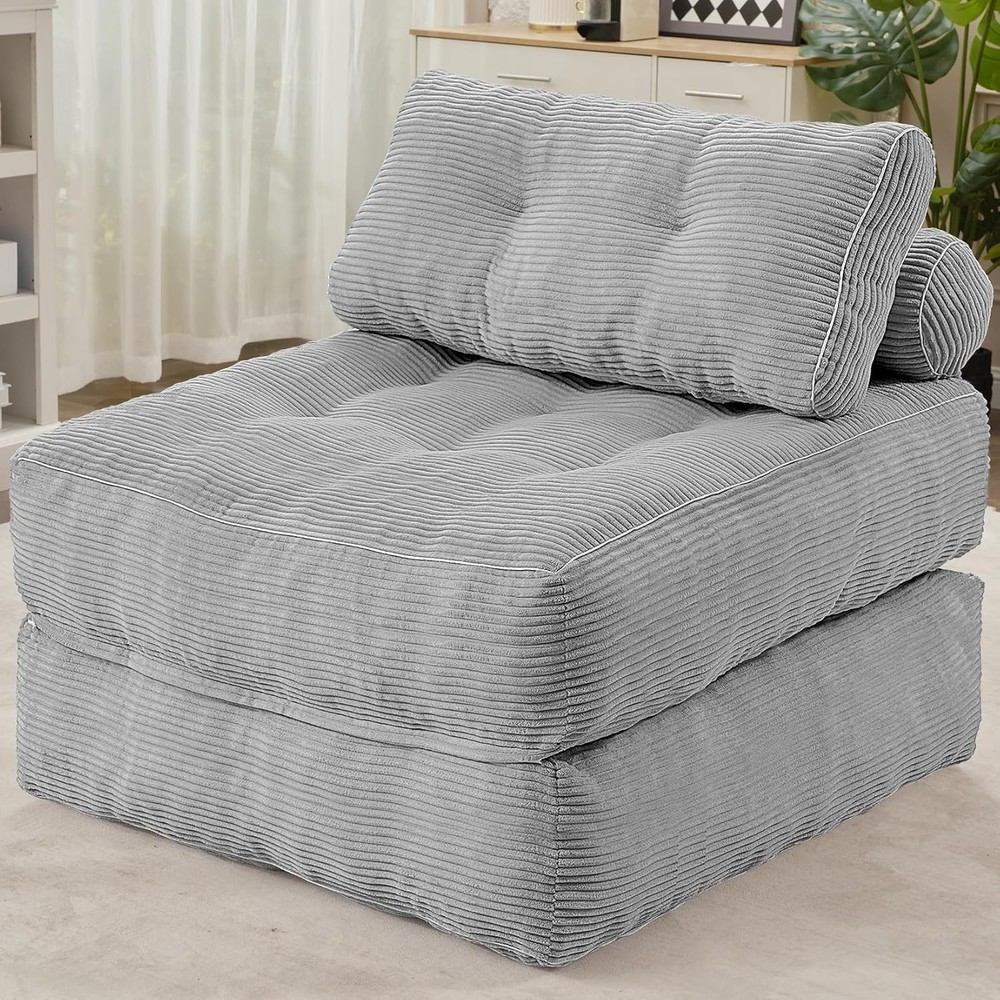 Folding Sofa Bed Convertible Sleeper Chair Bed w/Dual-Pillow & Handle Foldable