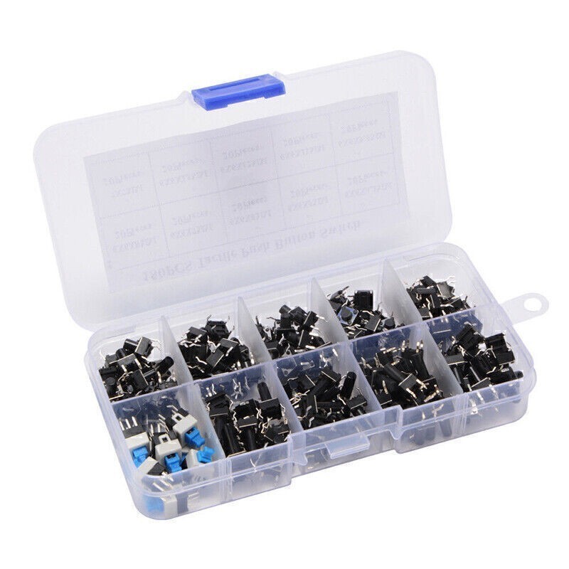 180PCS Mini Tactile Push Button Switch 10 Values Momentary Tact Assortment Kit