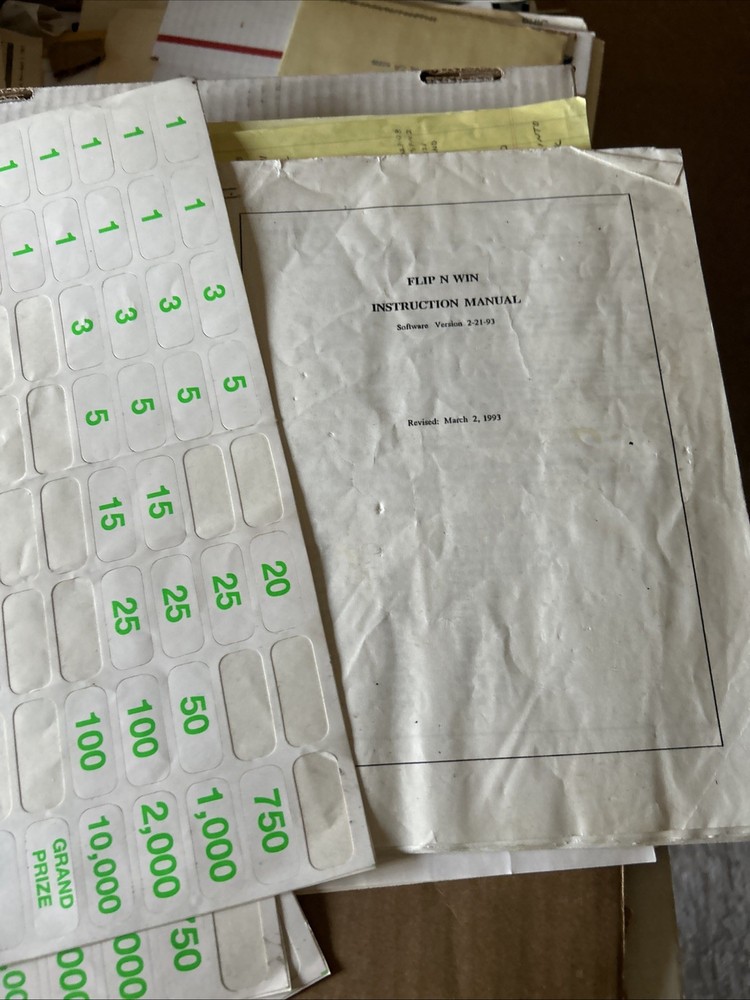 Flip N Win With Stickers Arcade Game Manual