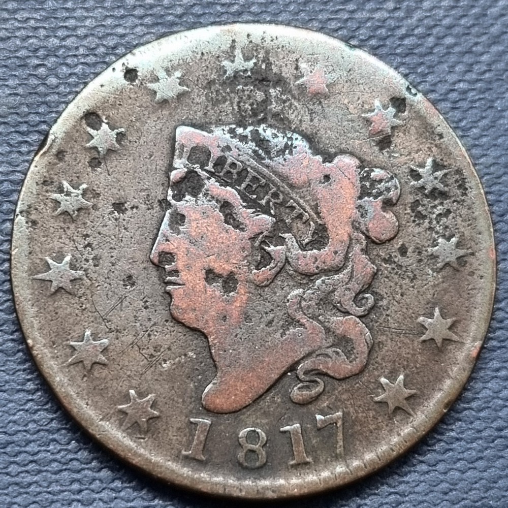 1817 Coronet Head Large Cent 1c Better Grade Details #94210