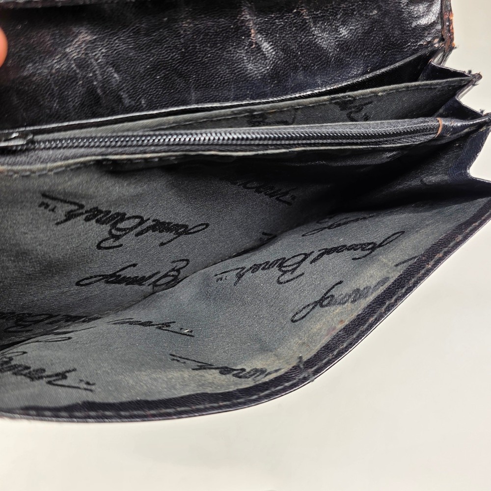 Womens Leather Wallet Black Cat Print Organizer