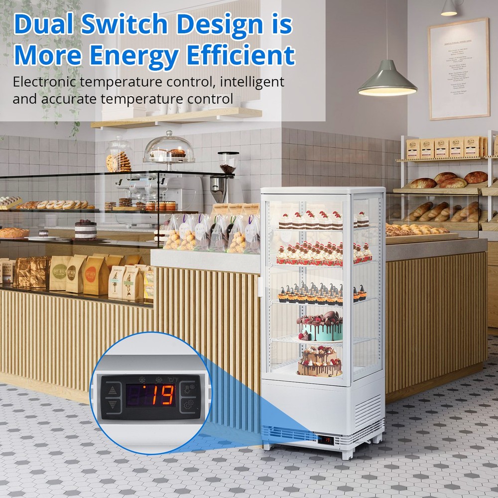 Refrigerator Display Case 3.5 Cu.Ft, Refrigerated Display Fridge for Pastry Cake