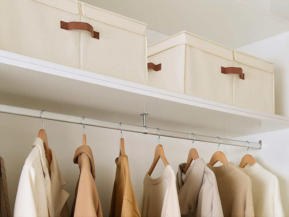 StorageWorks Extra Large Clothes Storage Bins, 55L Fabric Ivory White