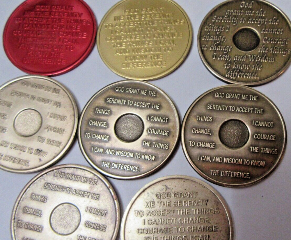 Alcoholics Anonymous medallion 1 mo. , 2mo. , 13 , 15 , 18 , 19 year Bronze AA