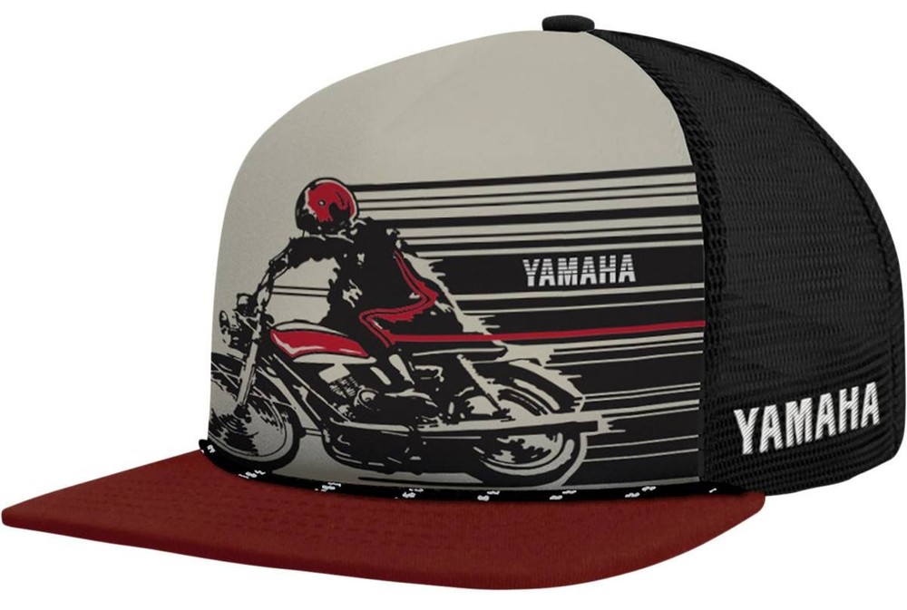 Licensed Yamaha Speed Flat Bill Snapback Hat Black/Red