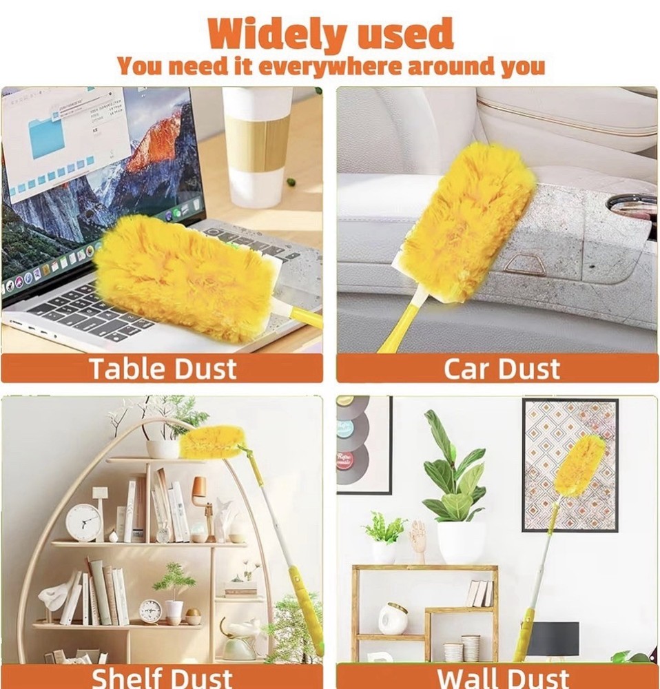 20 Pack Yellow Microfiber Duster Refills with Extendable & Short Handles