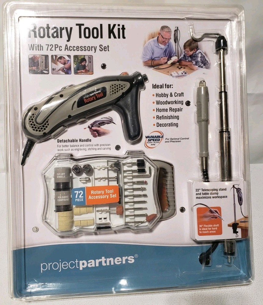 Project PartnersRotary Tool Kit with 72 PC Accessory Kit