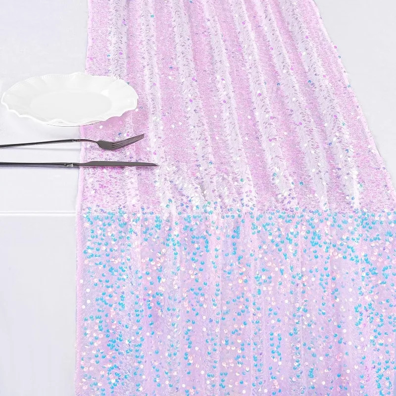 Pink Table Runner Iridescent Sequin Table Runner Glitter Table Fabric for Christ