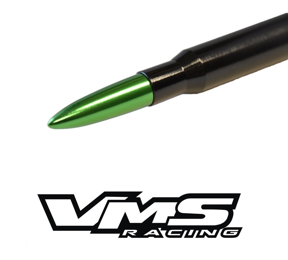 VMS 50 CALIBER BULLET STYLE ALUMINUM REPLACEMENT SHORT ANTENNA BLACK GREEN