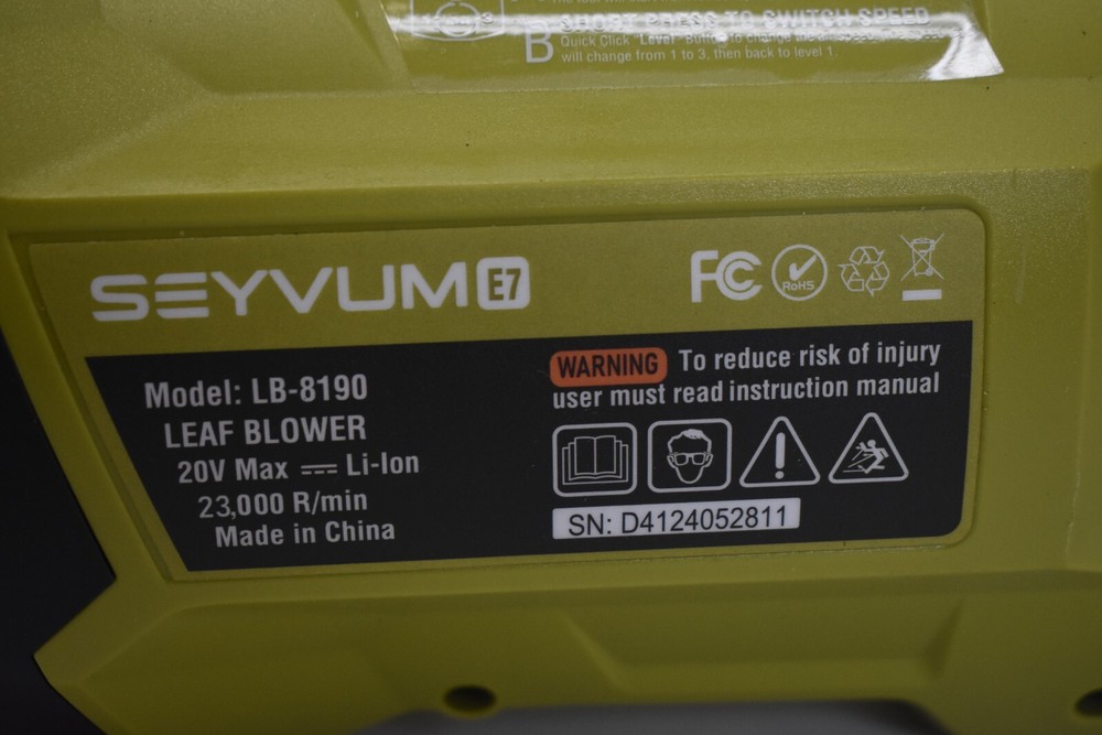 SEYVUM Leaf Blower 20V Cordless Leaf Blower Missing Batteries & Accessories