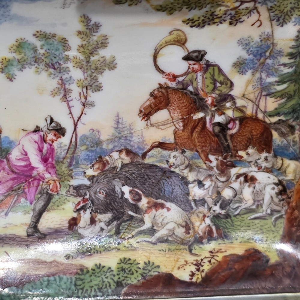 Very Fine Antique KPM table snuff box silver mount