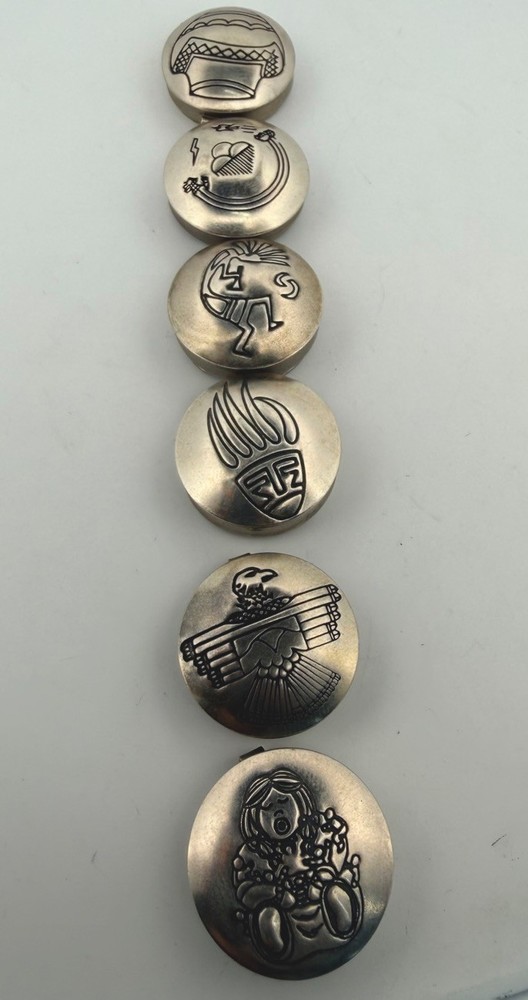Native American Sterling Silver Button Covers For Jackets Or Button Up Shirts