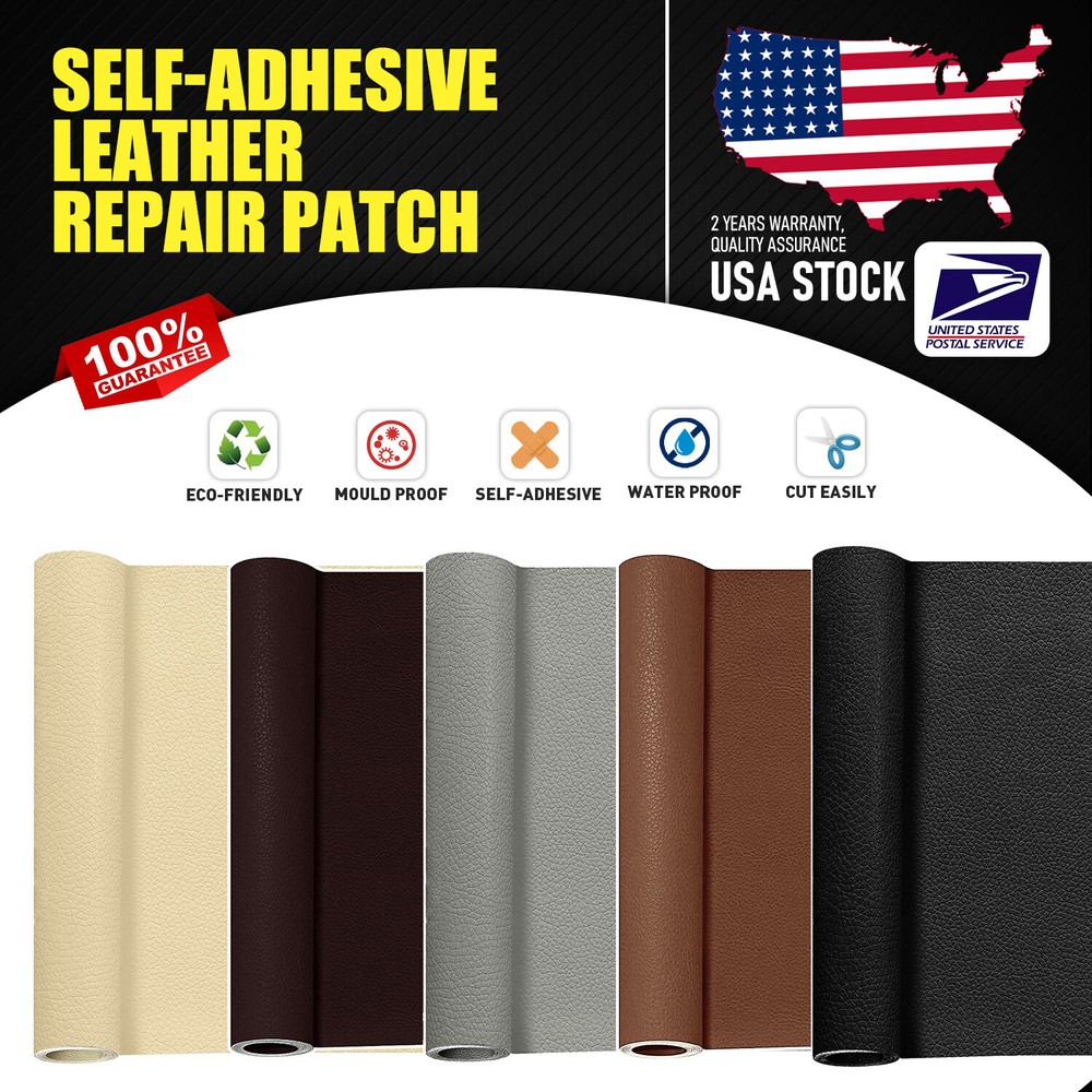 Multiple Sizes Self-Adhesive Leather Repair Patch Kit For Sofa Car Seat Couch US