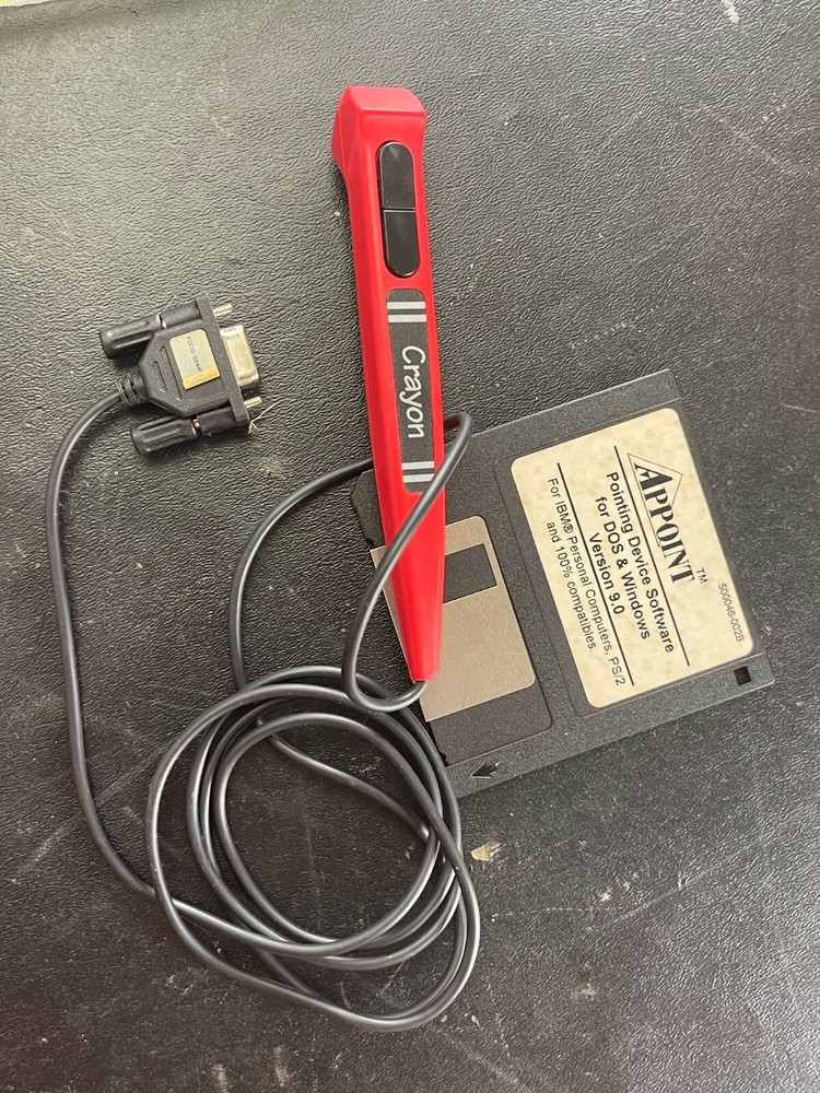 Vintage Crayon Pointing Device with Software Disk 3.5 Media