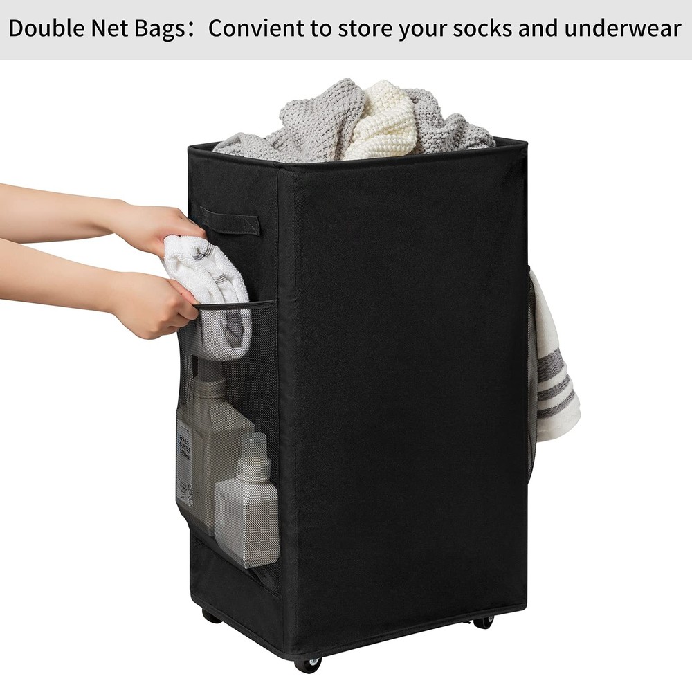 90l Rolling Laundry Basket Large Laundry Hamper With Wheels Collapsible Clothes