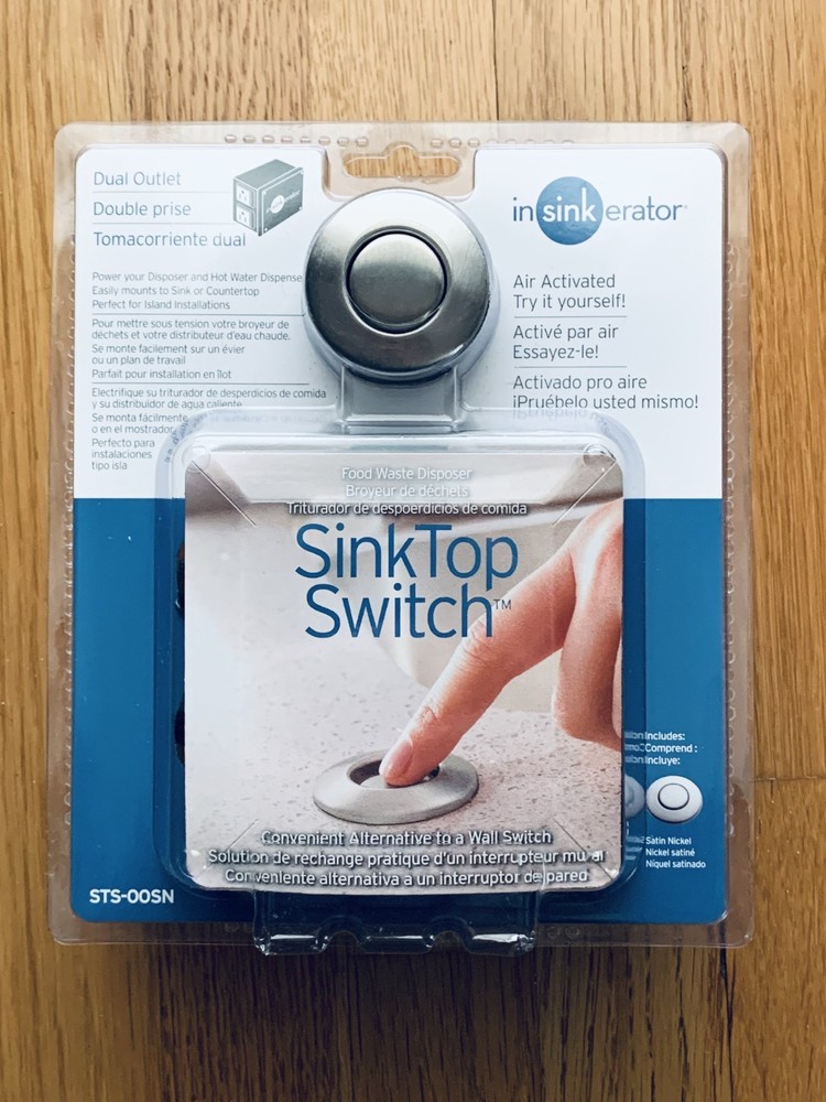 InSinkErator STS-OOSN SinkTop Satin Nickel Button Dual Outlet Switch Sealed Box