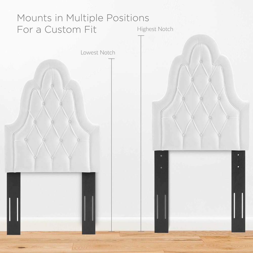 Modway Augustine Tufted Performance Velvet Twin Headboard in White