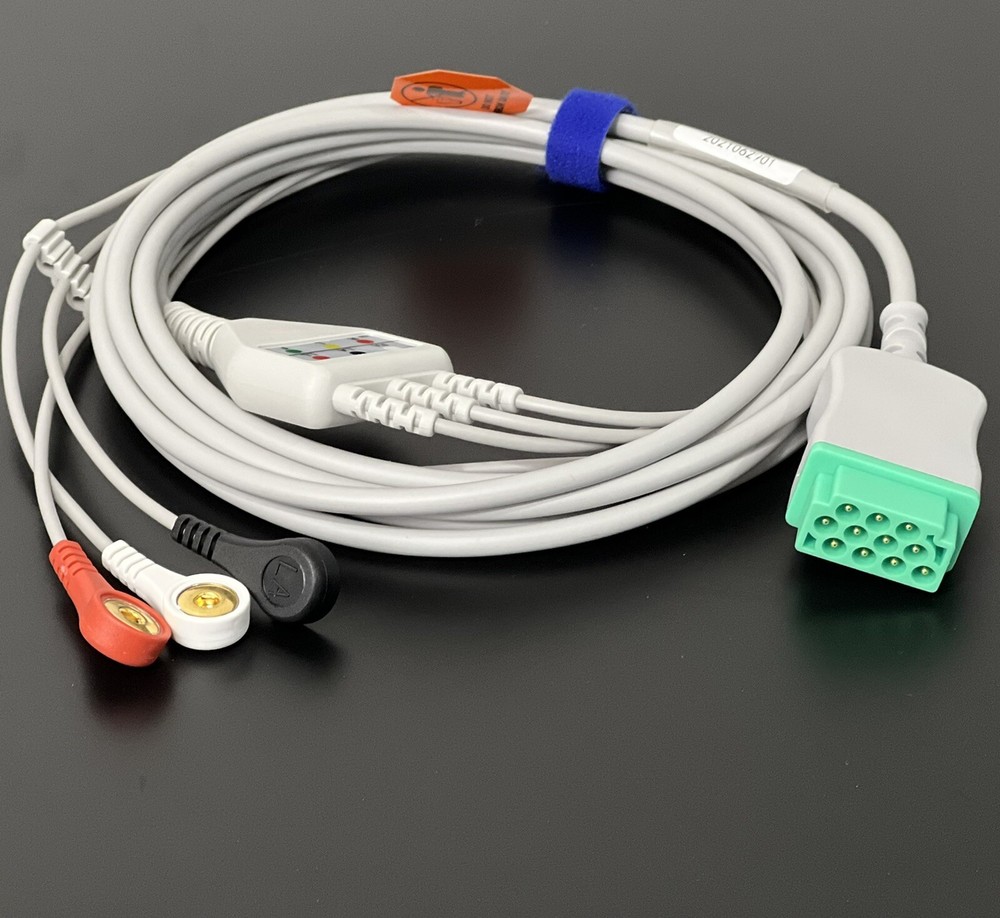 GE Marquette Eagle Dash Solar 11 Pin 3 Leads Snap ECG Cable - Same Day Shipping