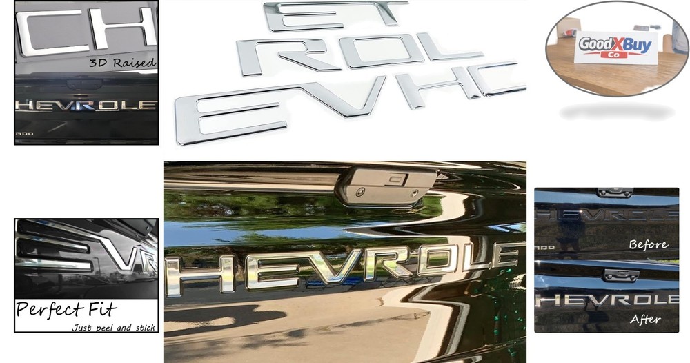 Tailgate Emblems Compatible with 2019-2024 Trucks Chrome Silver ABS Plastic B...