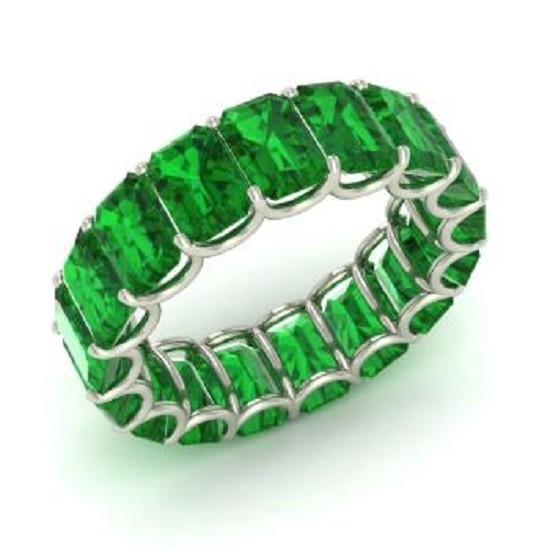 7.50 Ct Natural Emerald Shape Emerald Diamond Ring 14K Solid White Gold