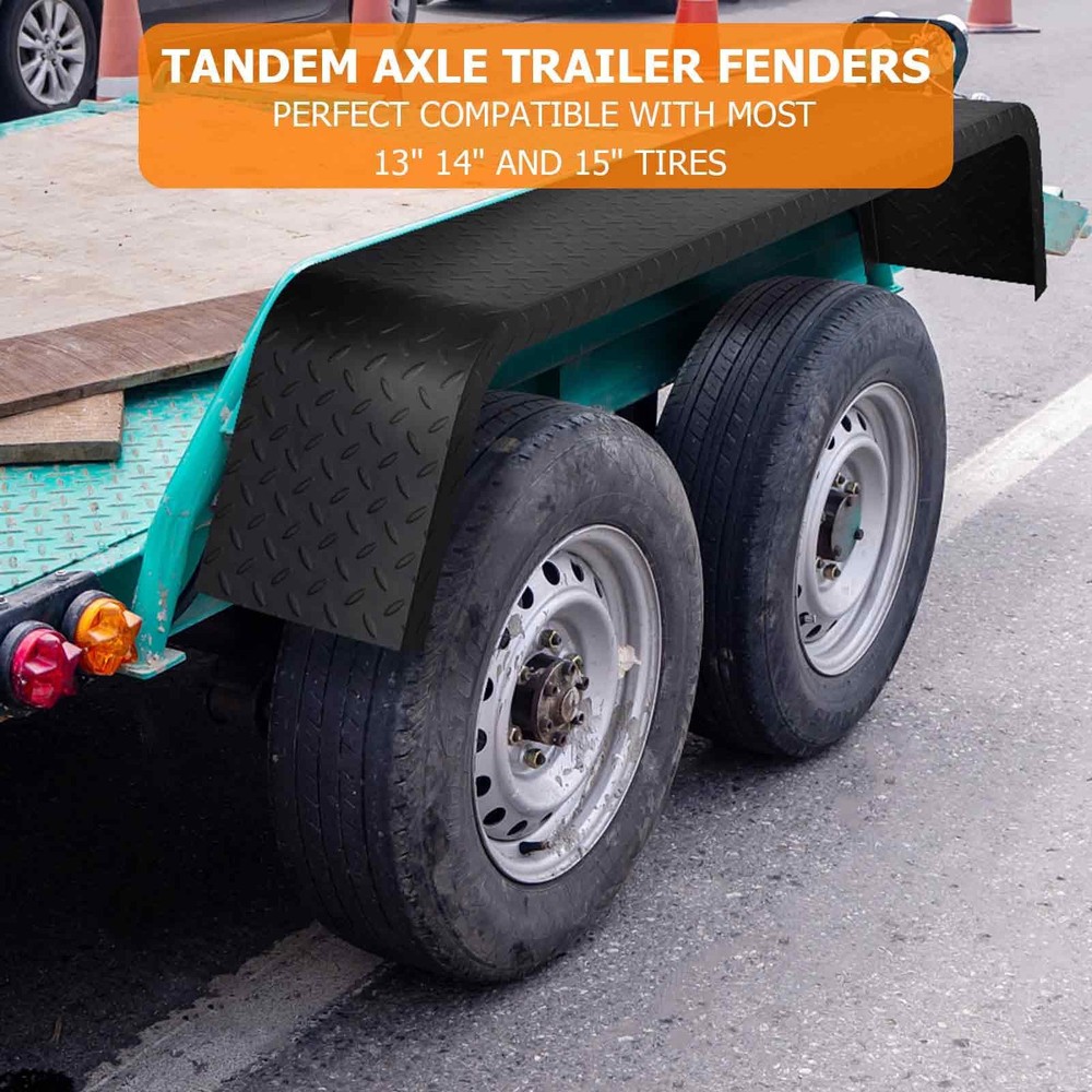 2 Pack Tandem Axle Trailer Fenders for 13"-15" Tires Car Hauler Cargo Utility
