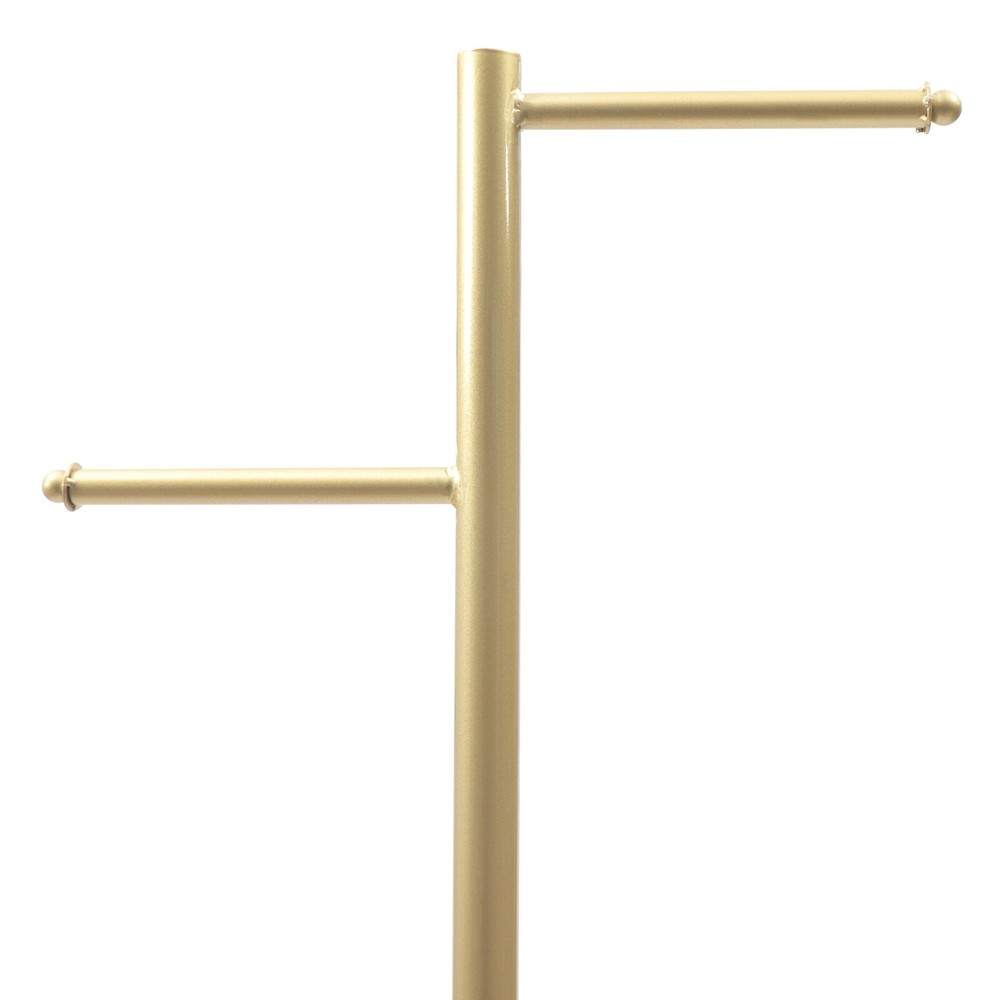 Industrial Tree Simple Design Gold Coat Rack w/ 2 Hooks&Triangular base f/ Hall