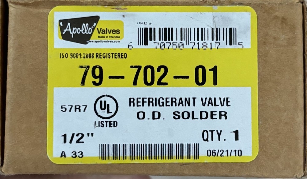 apollo refrigerant valve 1/2'' 79-702-01
