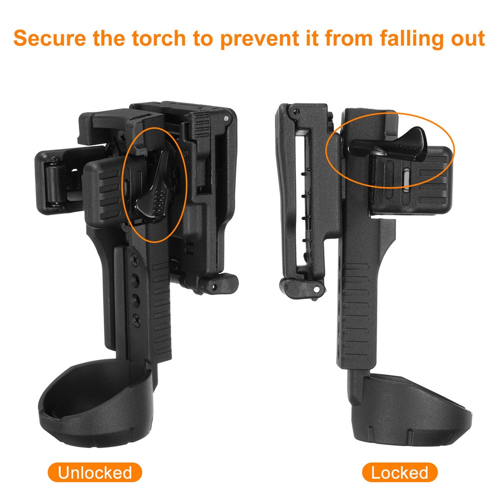 Flashlight Holder Rotatable Torch Light Carrier with Duty Belt Clip