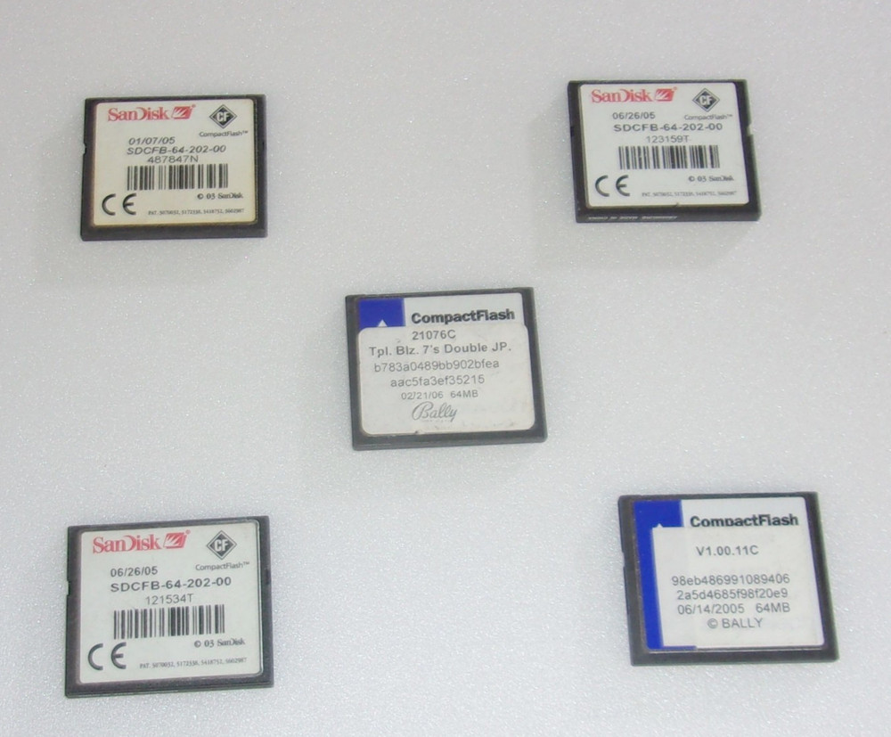 64 MB CF CARD (PACK OF 5 CARDS) (RANDOM SOFTWARE SYSTEM PULLS) - FREE SHIPPING