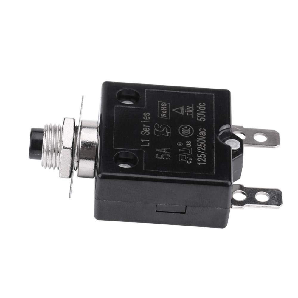 20A Thermal Circuit Breaker Auto Reset Overload Protector AC/DC Black