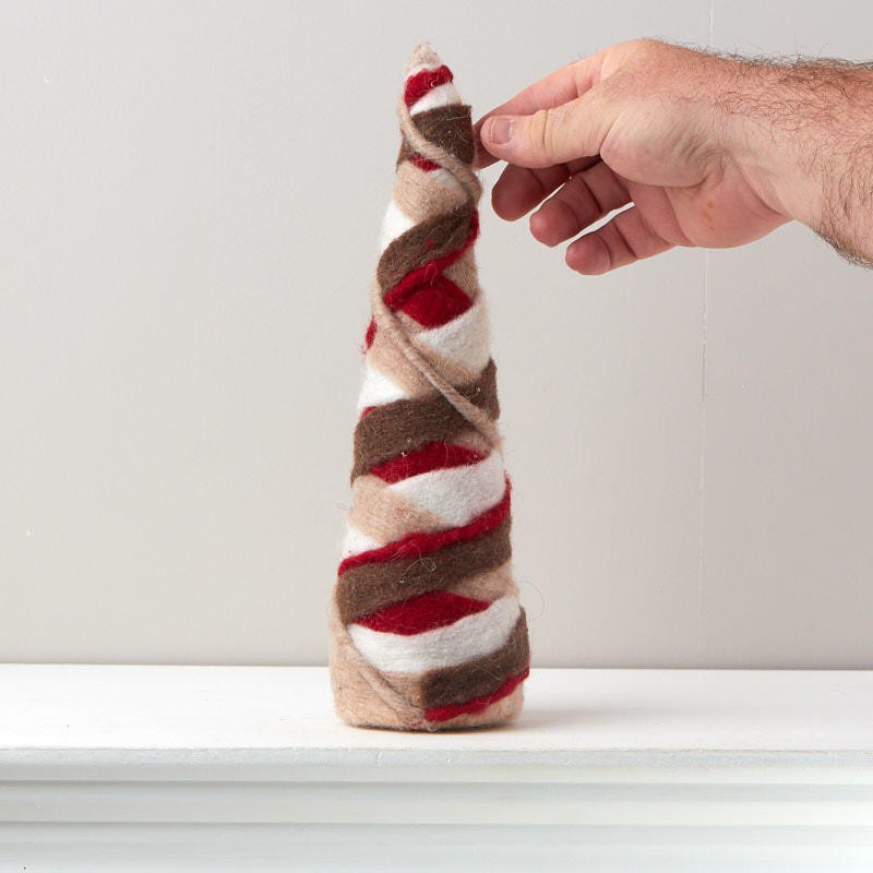 12" Wool Felt Decorative Holiday Cone Tree Shelf Sitter