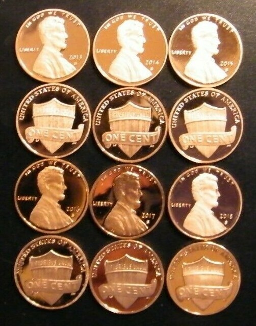 2010~2019 Lincoln Shield Gem Proof Penny Decade Run From Proof Sets