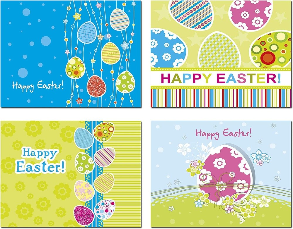 Happy Easter Cards-Blank Inside with Envelopes-5.5"x4.25"-24 Pack