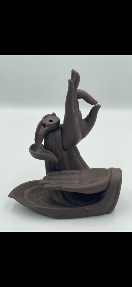 Ceramic Hand Backflow Incense Burner Sculpture 8" Tall  Pre-owned