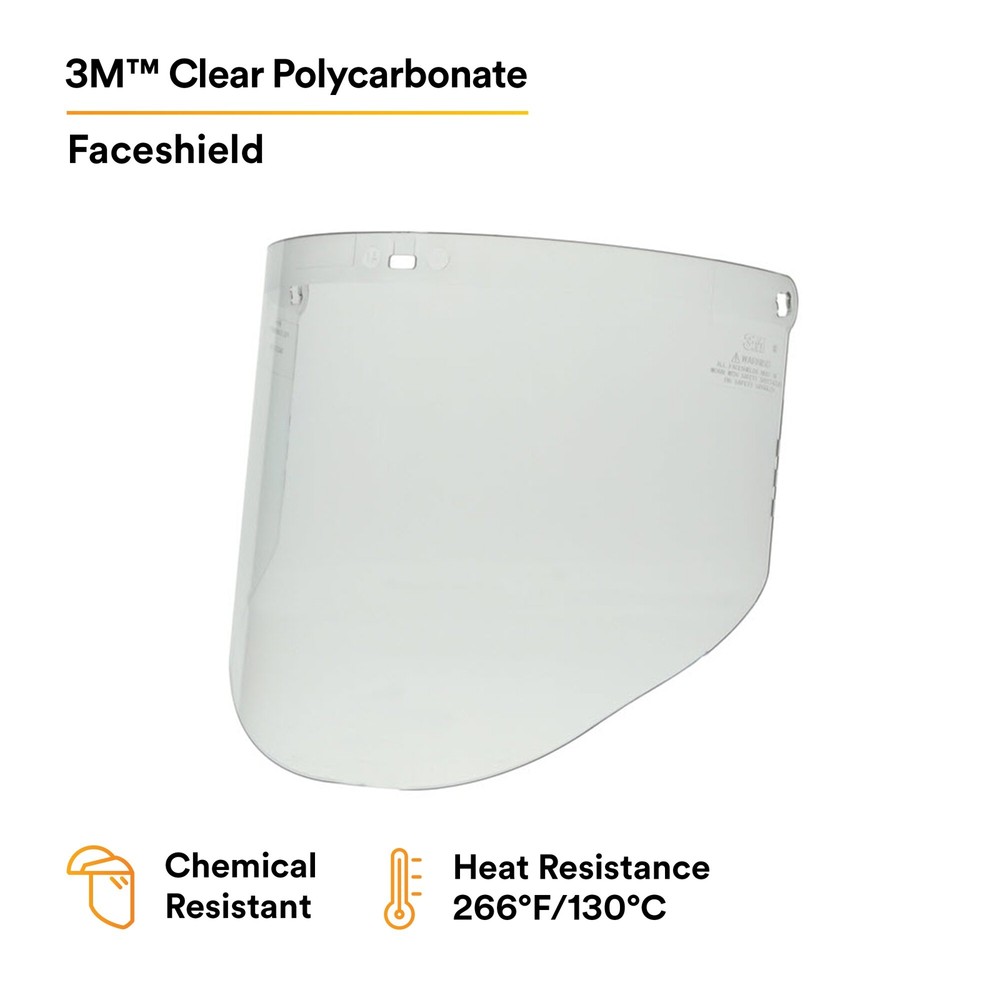 3M Clear Polycarbonate Faceshield WP96, 82701-00000, Molded 10 EA/Case