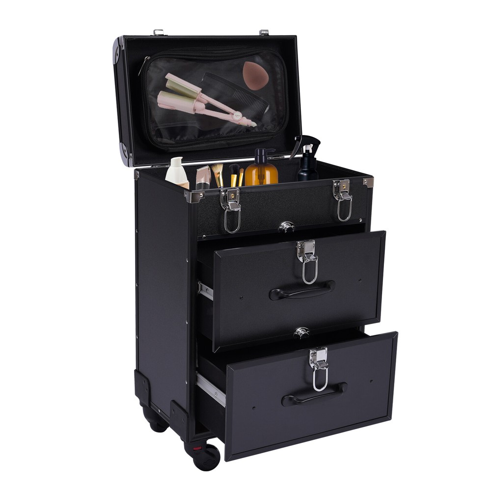 Professional Rolling Makeup Train Case Cosmetic Trolley Makeup Storage Organizer